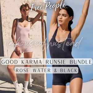 Free People Good Karma Runsie 2 piece bundle size M/L black and rose water